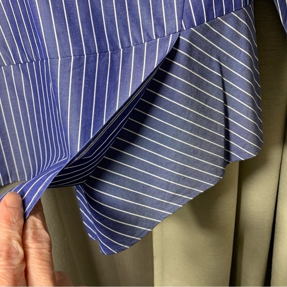 TomorrowLand Blouse Sz 38 Blue White Lines Long Sleeve Classic Made in Japan - Picture 7 of 14